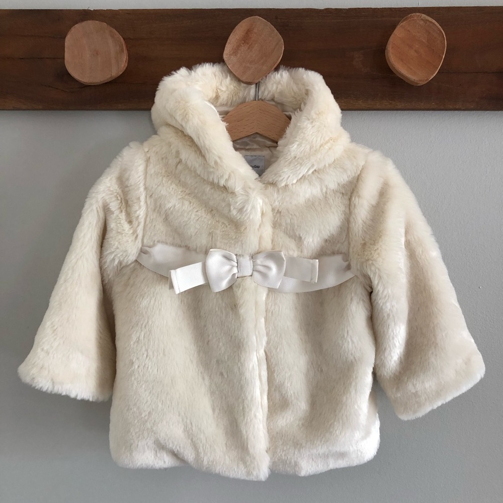 Baby GAP faux fur coat, size 12-18 months